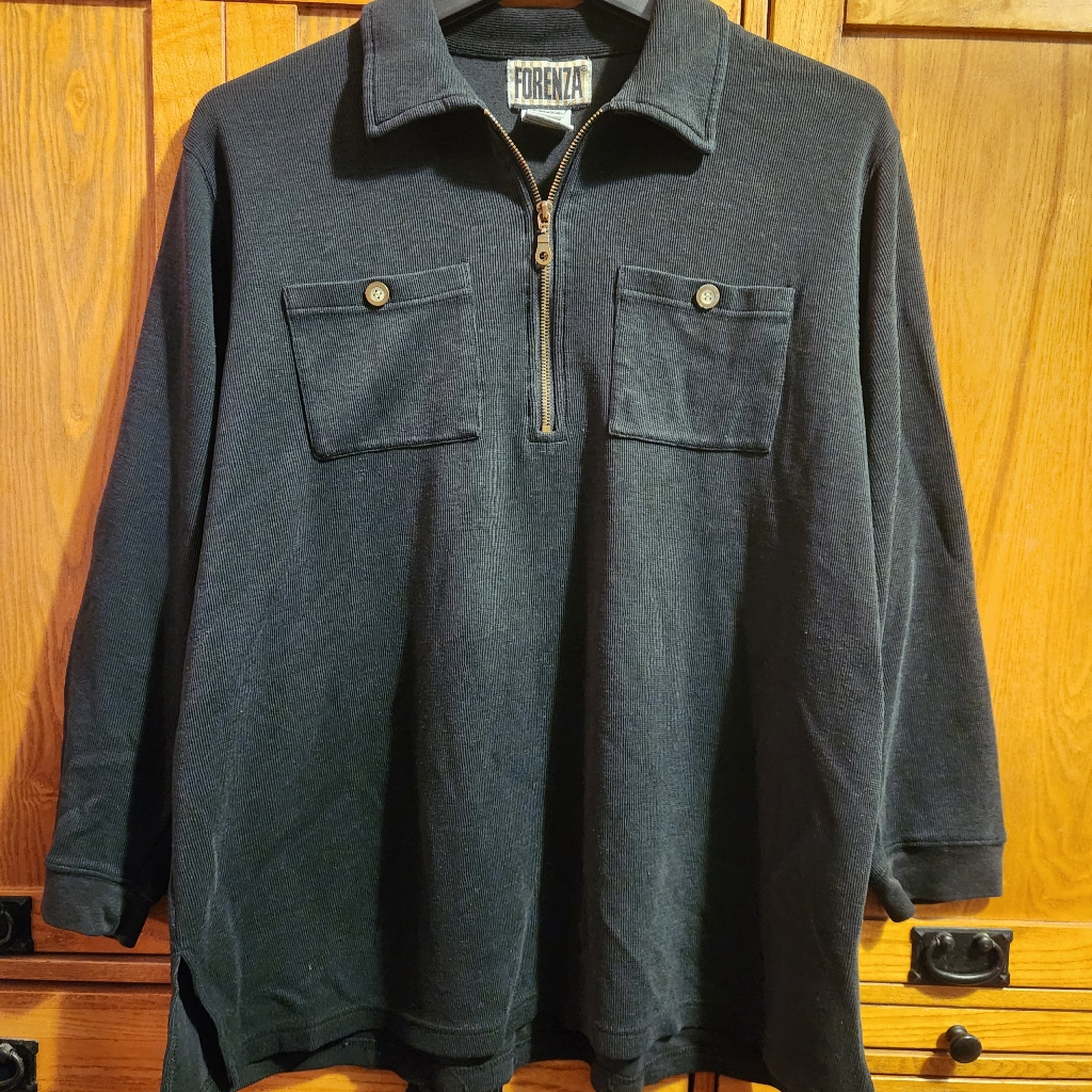 Forenza Men's Black Sweater 1/4 Zip Pullover Size Xl Long Sleeve Euc